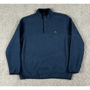Eddie Bauer Sweater Mens Large Black Snap T‎ Pullover Fleece Pullover Mock Neck